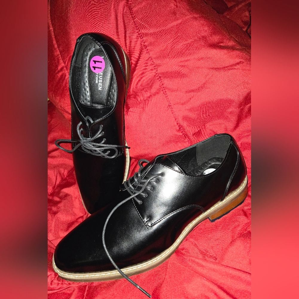 Van Heusen Mens Garrett Black Oxford Dress Shoe Size 11M
